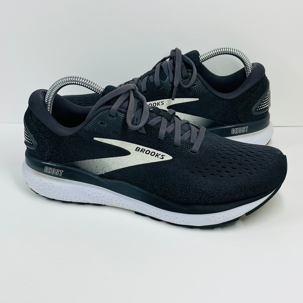 Brooks Ghost 16‎ Running Shoes Women 9.5 Black White Mesh DNA Loft Neutral
